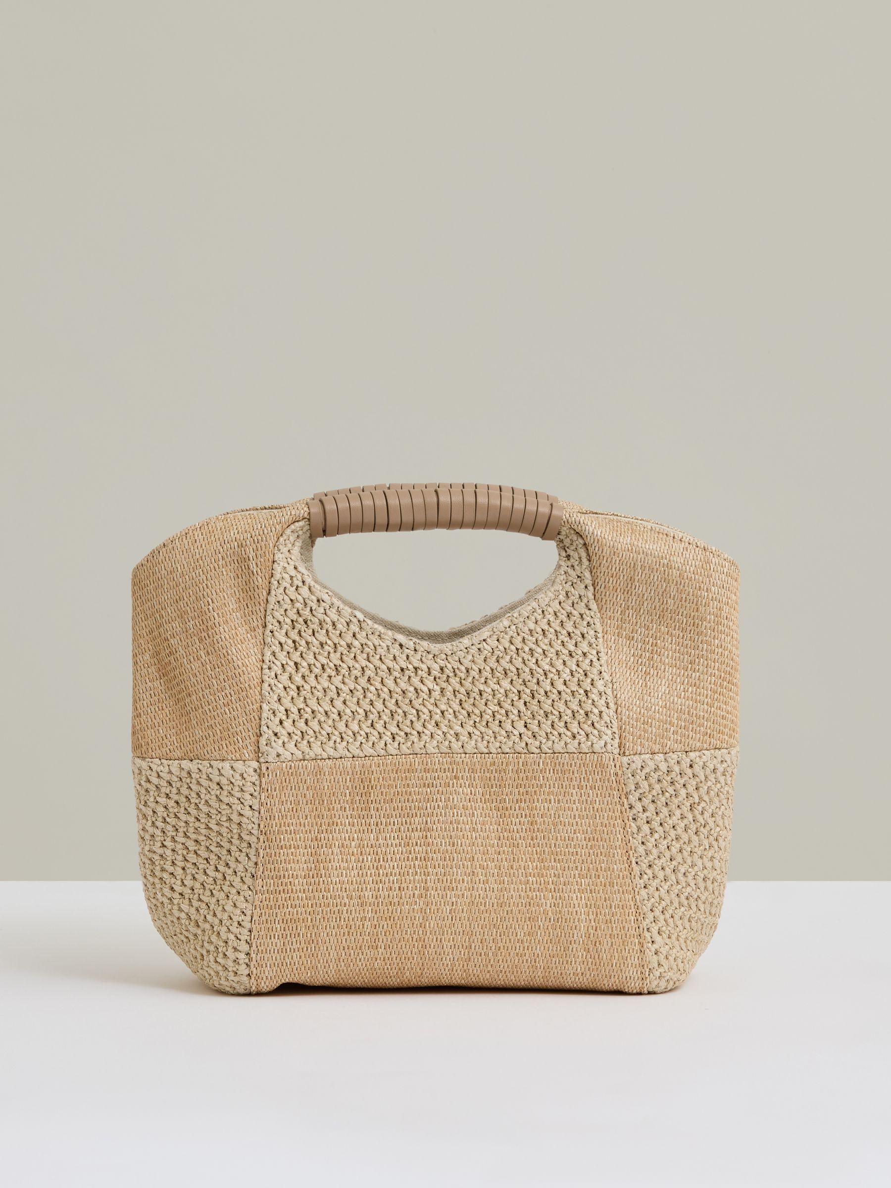 Raffia Patchwork Clutch Bag in Natural Product Image