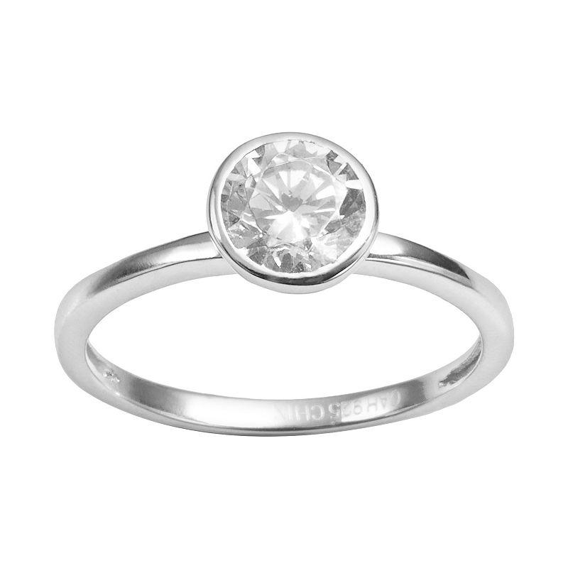 Sophie Miller Sterling Silver Cubic Zirconia Solitaire Ring, Women's, Size: 7, White Product Image