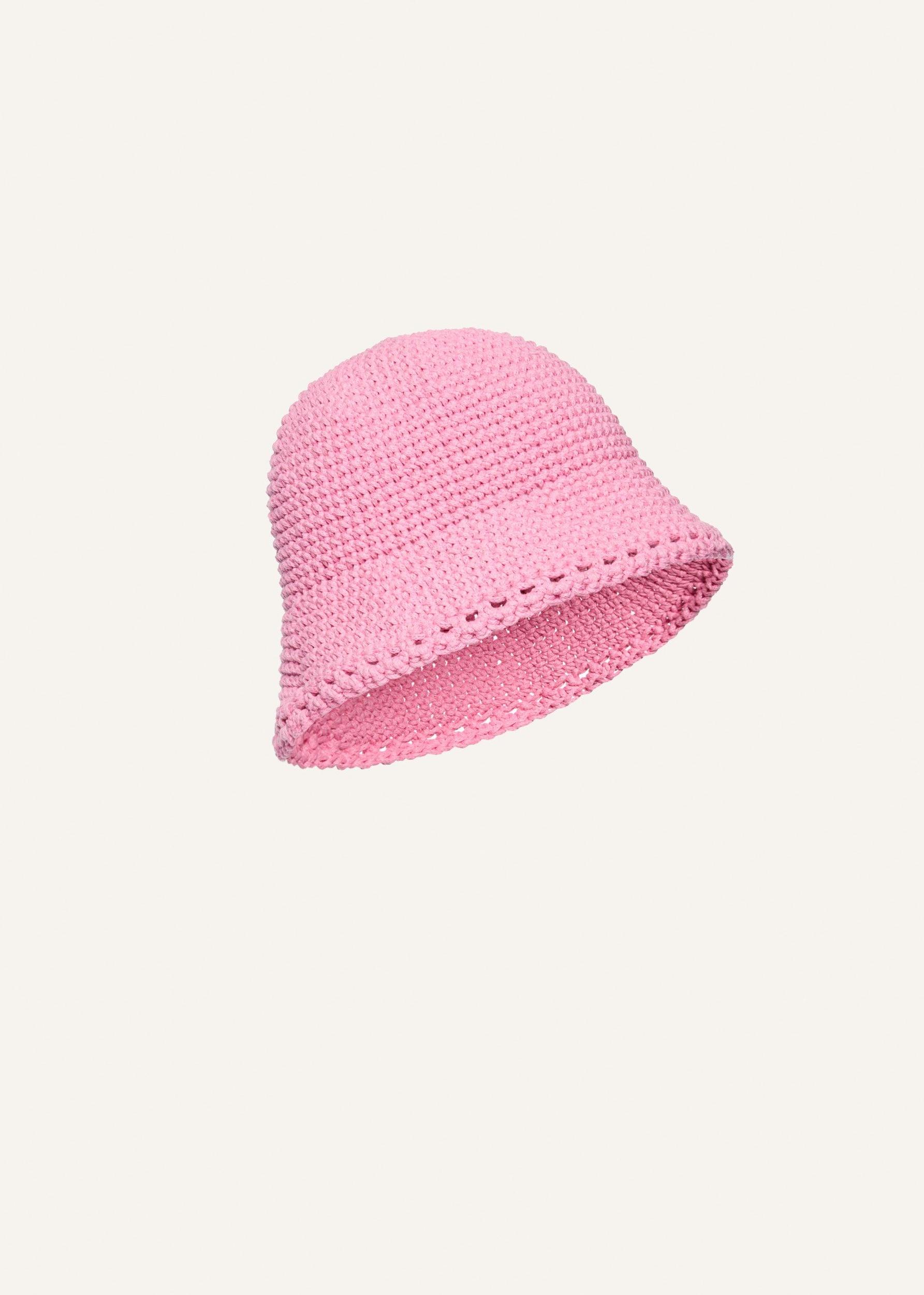 Crochet bucket hat in pink Product Image
