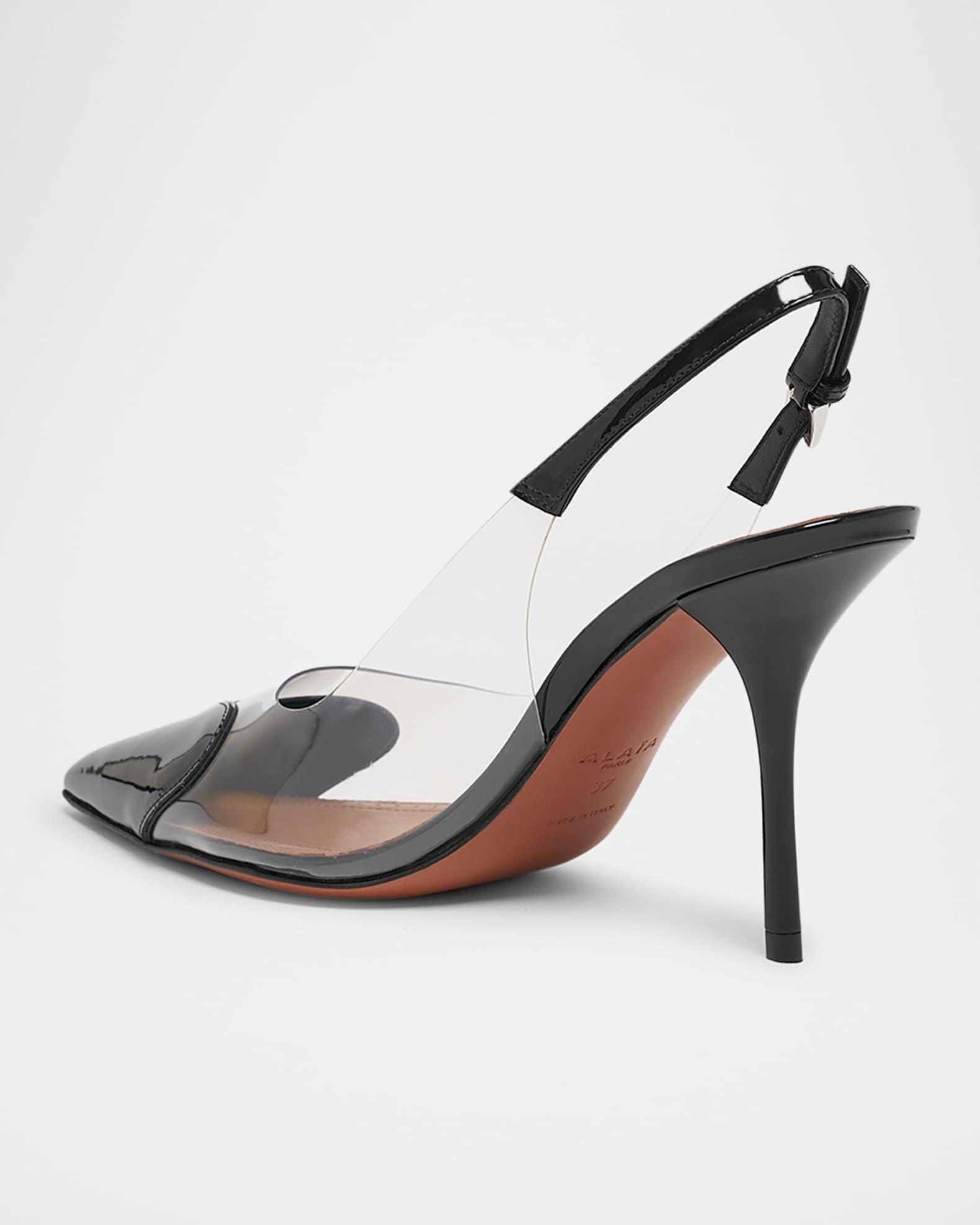 Coeur Clear Patent Heart-Toe Slingback Pumps Product Image