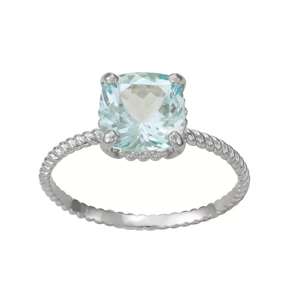 Tiara 10k Gold Aquamarine Twist Ring, Women's, Size: 7, 10k Whgold Product Image