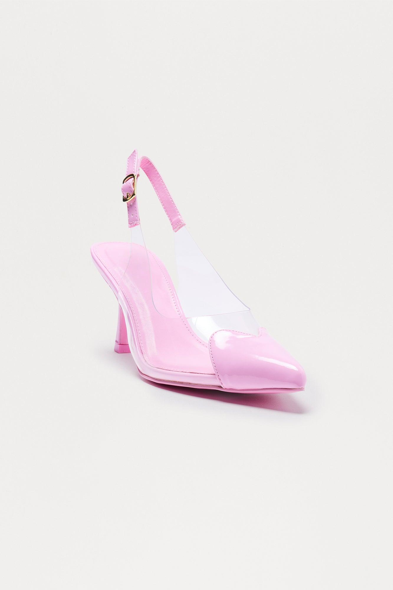 Heartfelt Clear Slingback Pumps - Pink Female Product Image
