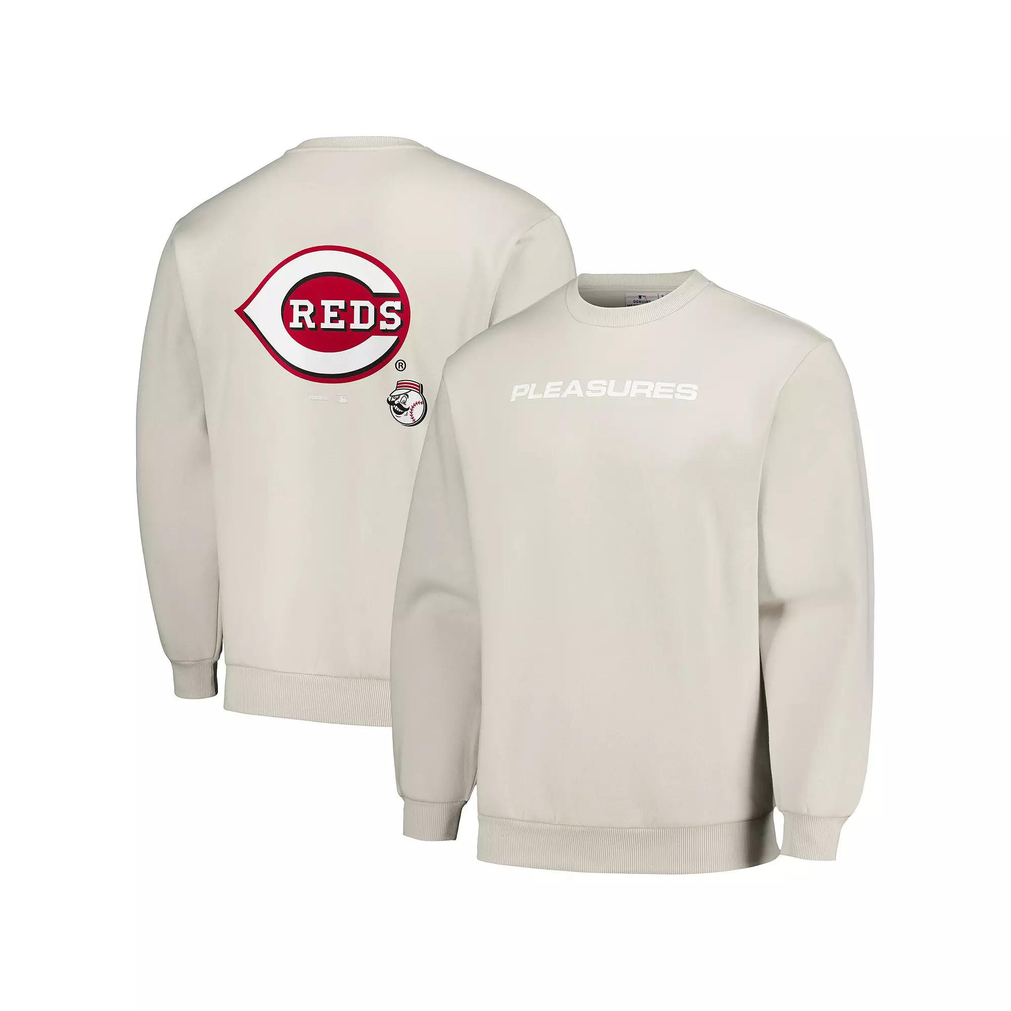 Men's PLEASURES Gray Cincinnati Reds Ballpark Pullover Sweatshirt,  Product Image