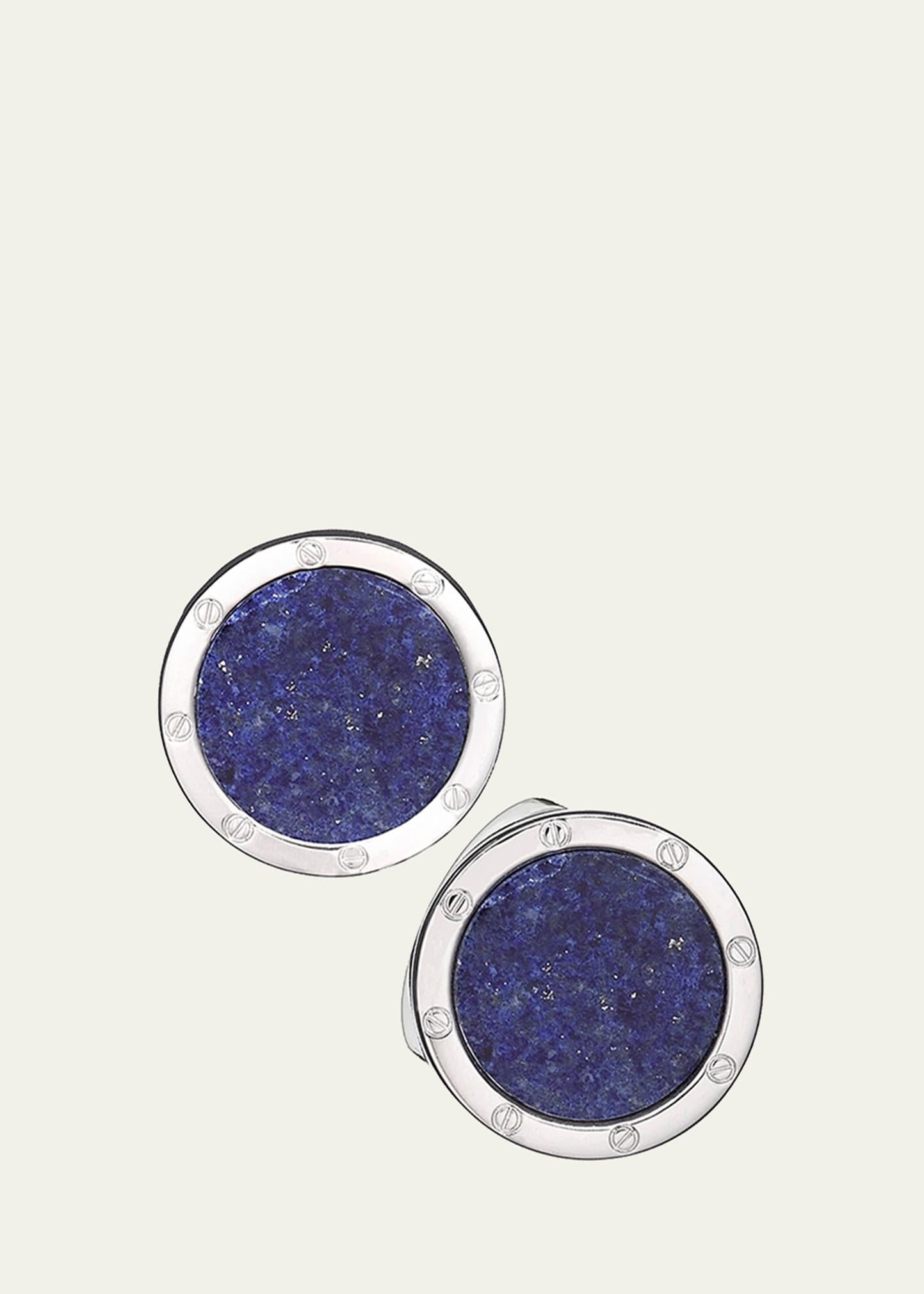 Round Lapis Cuff Links Product Image