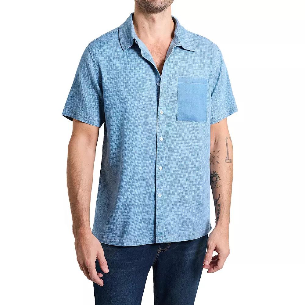 Men's WEARFIRST Short Sleeve Button-Down Chambray Shirt, Size: XL, Light Printed Product Image