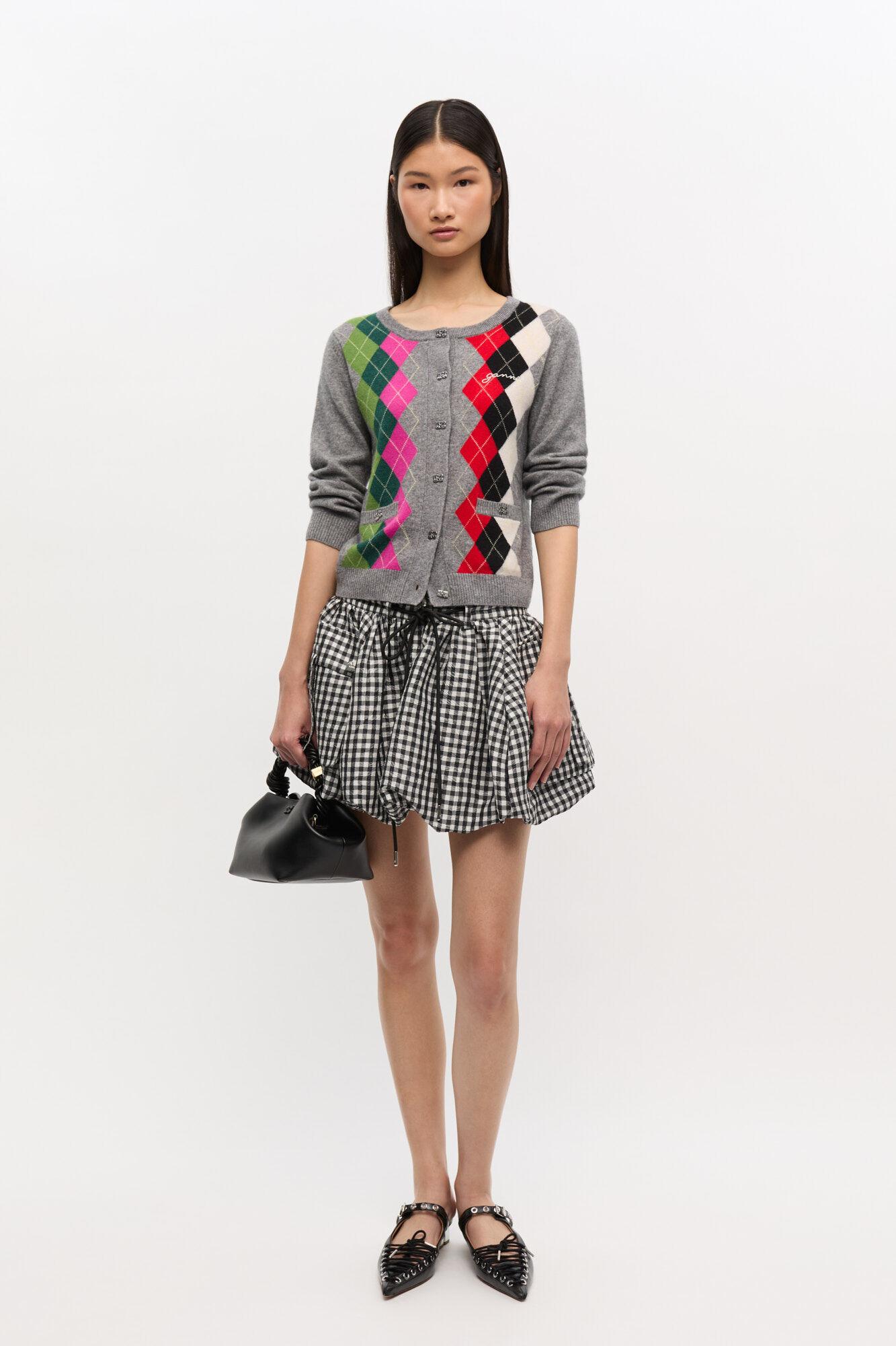 Grey Check Cardigan Product Image