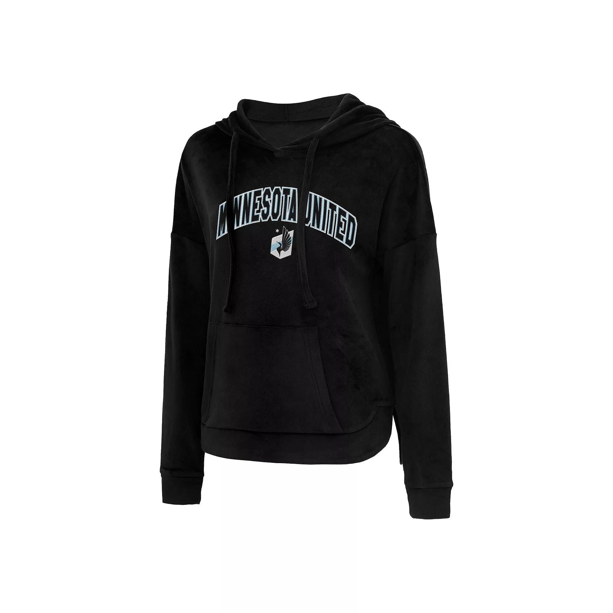 Women's Concepts Sport Black Minnesota United FC Intermission Velour Pullover Hoodie, Size: Small, Mfc Black Product Image