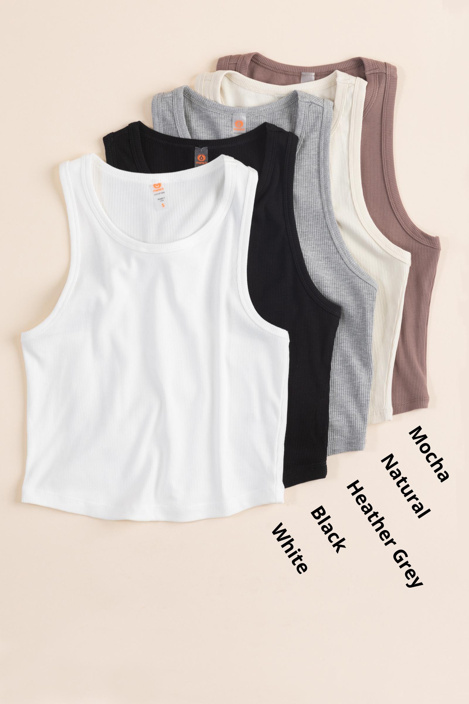 Essential Micro-Ribbed Racer Tank Top Product Image