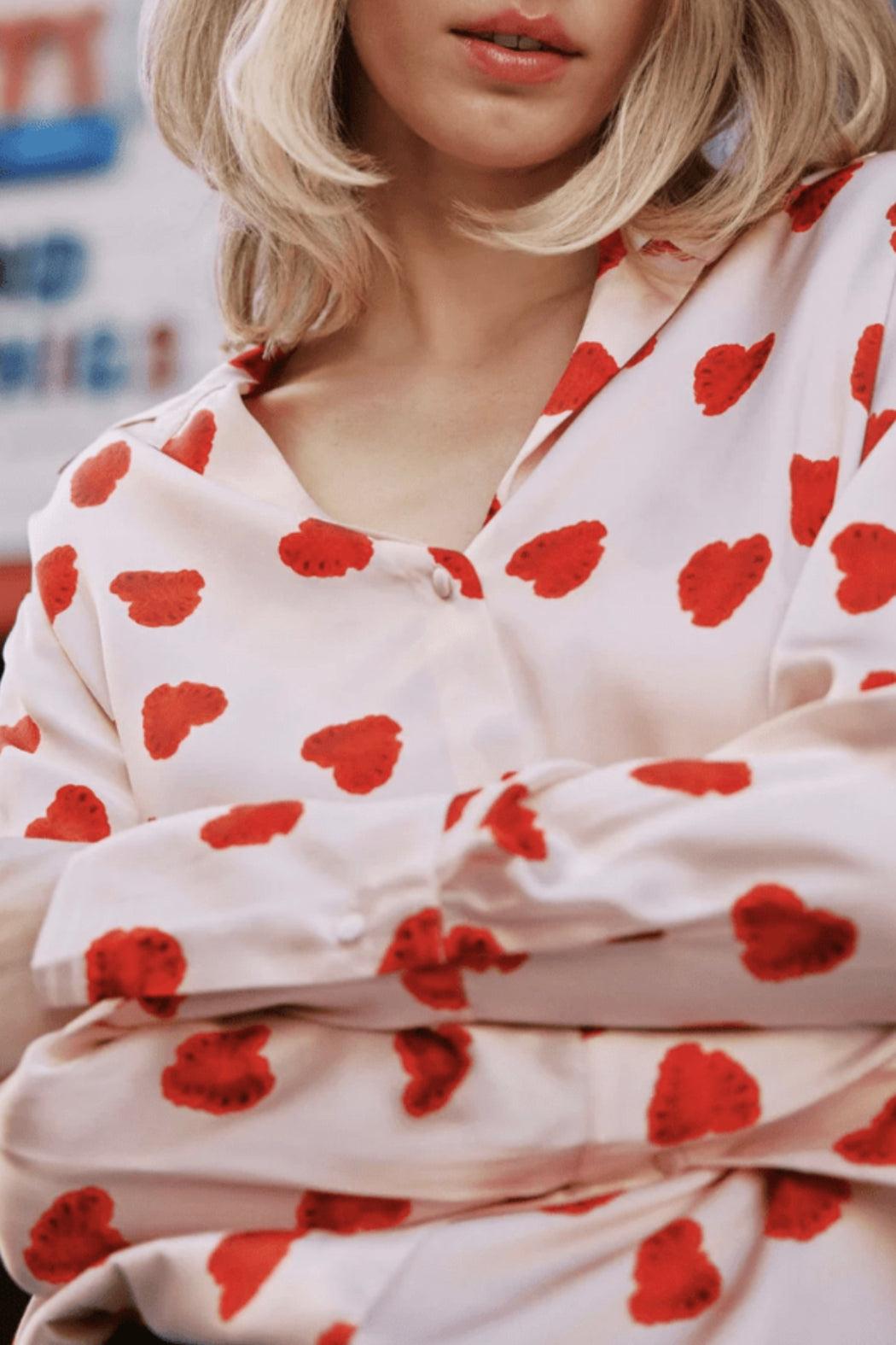 French Cuff Silk-Blouse Product Image