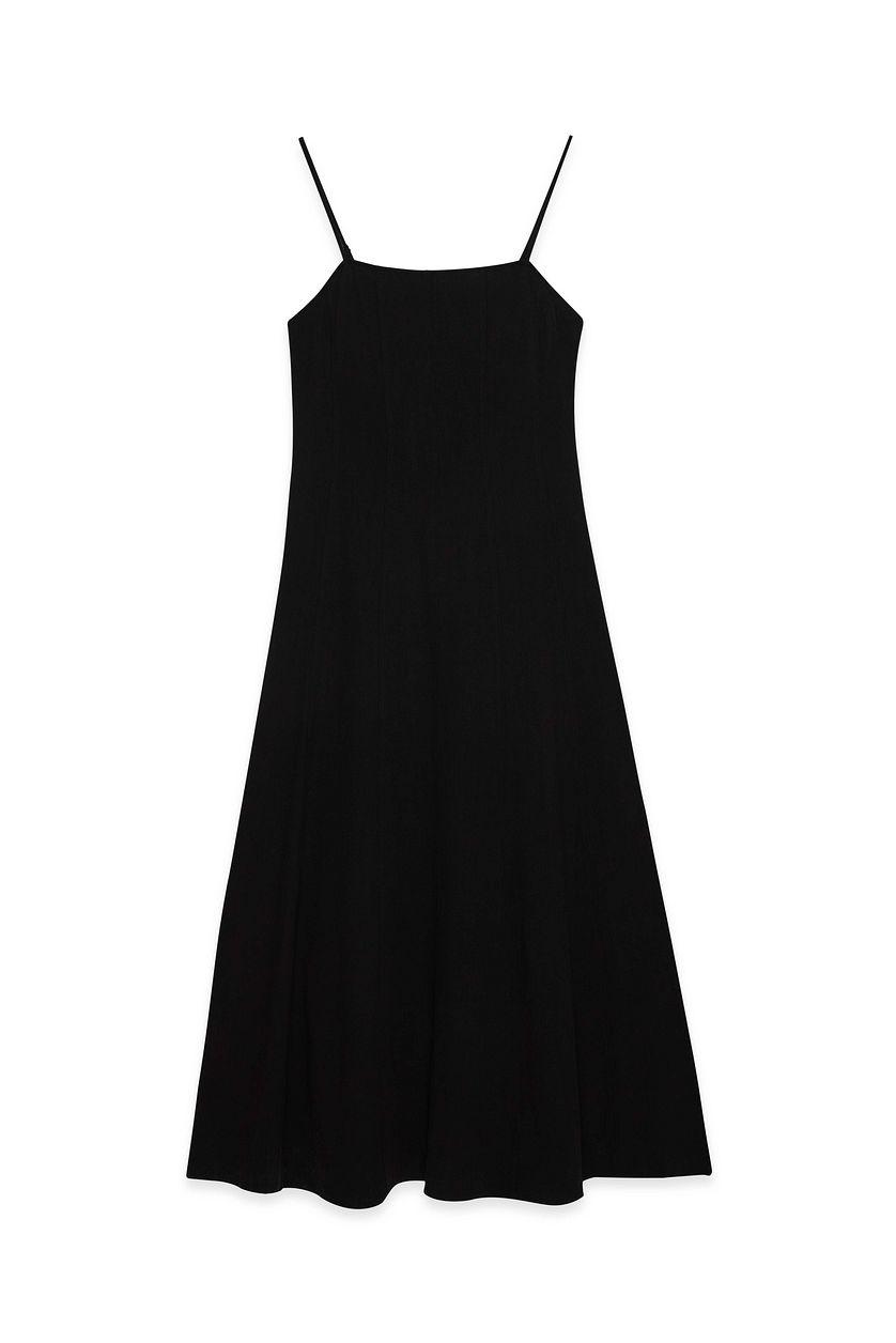 Linen Blend Seam Detail Maxi Dress Product Image