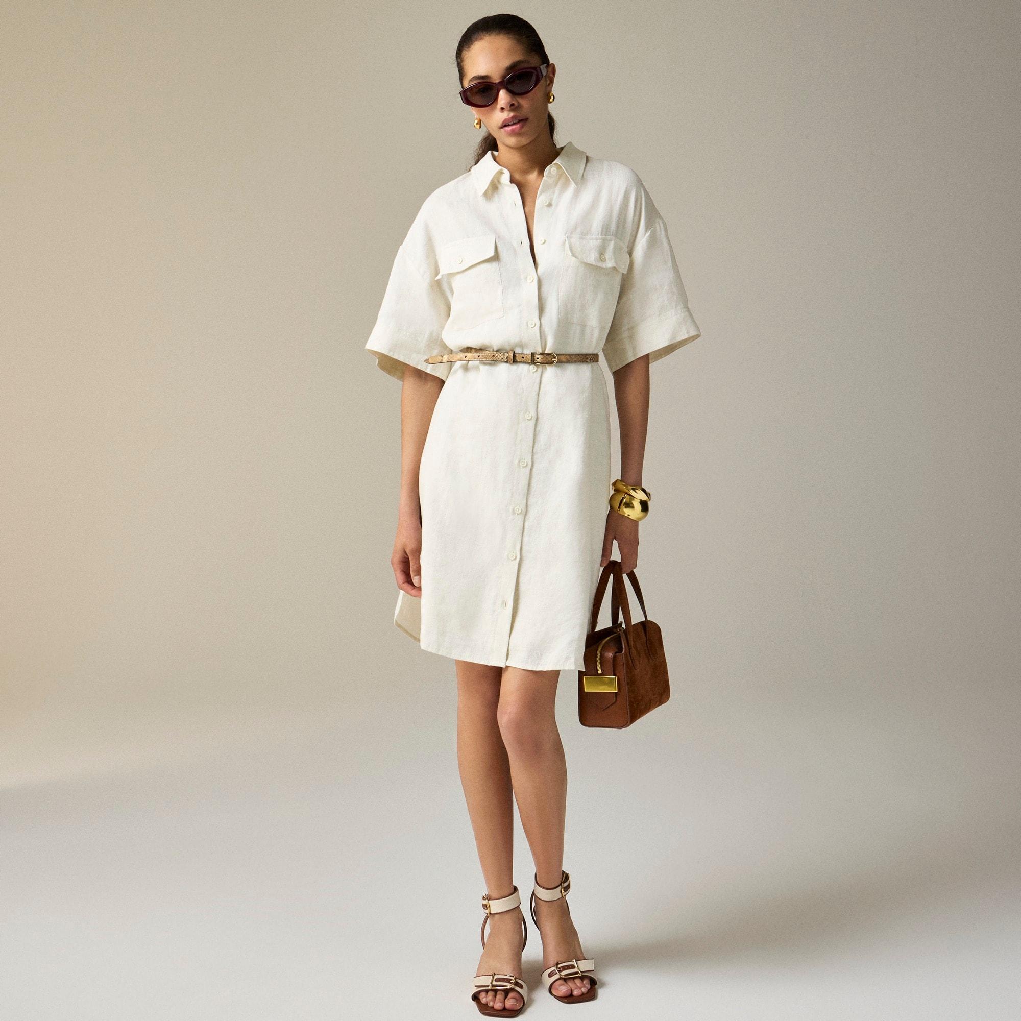 Utility shirt-dress in linen Product Image