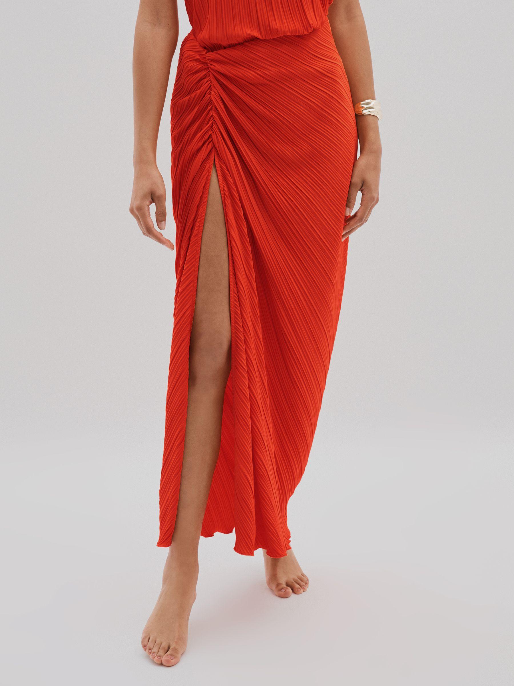 Good American Plisse Beach Cover-Up Sarong in Red Product Image