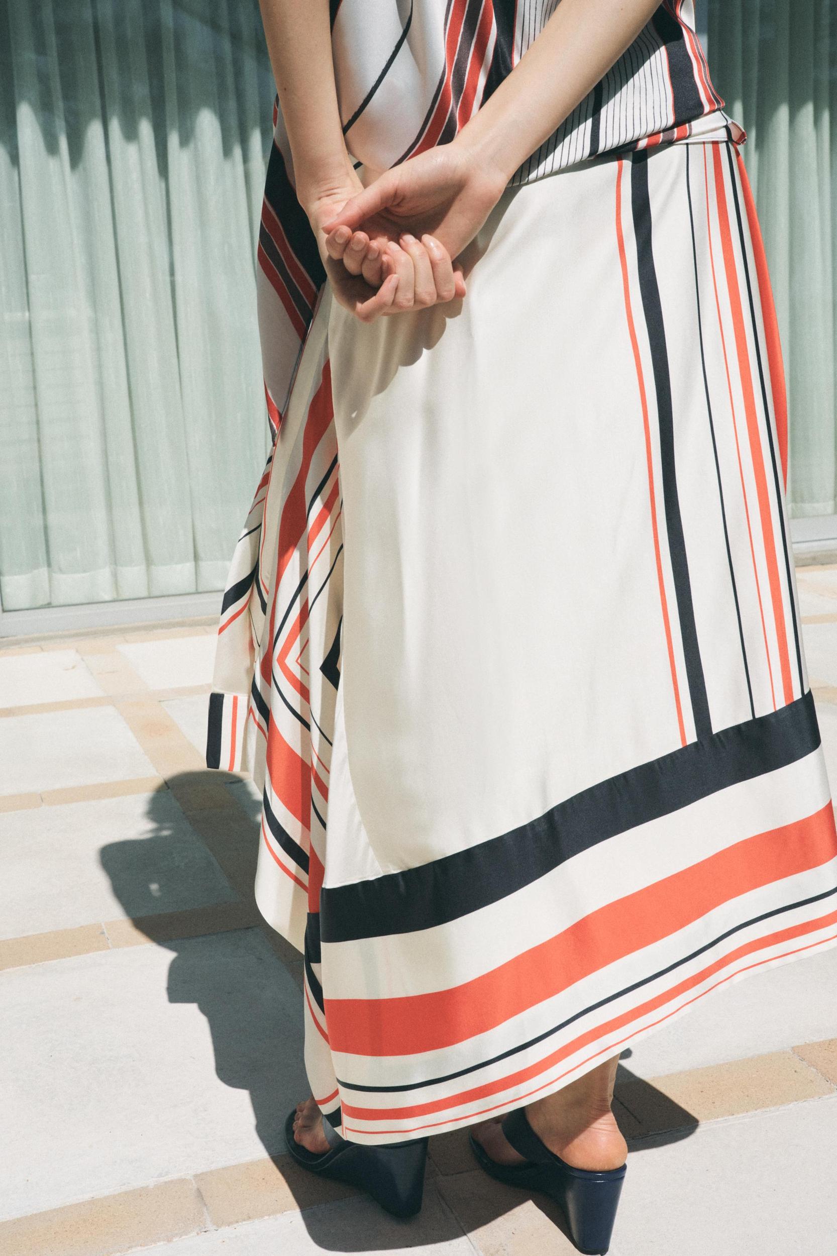 ASYMMETRIC STRIPED SKIRT ZW COLLECTION Product Image