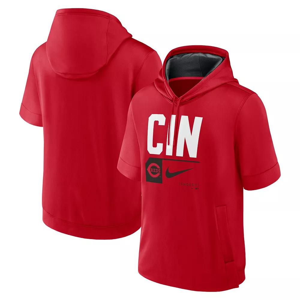 Men's Nike Red Cincinnati Reds Tri Code Lockup Short Sleeve Pullover Hoodie,  Product Image