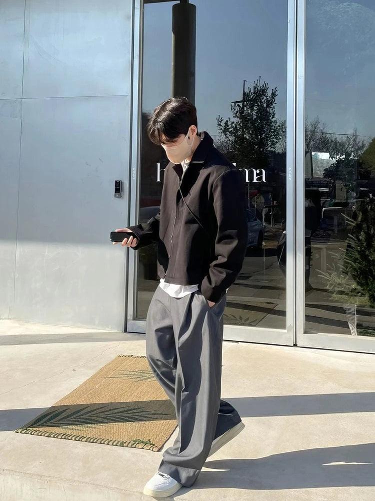 RT No. 13058 PLEATED WIDE STRAIGHT PANTS Product Image