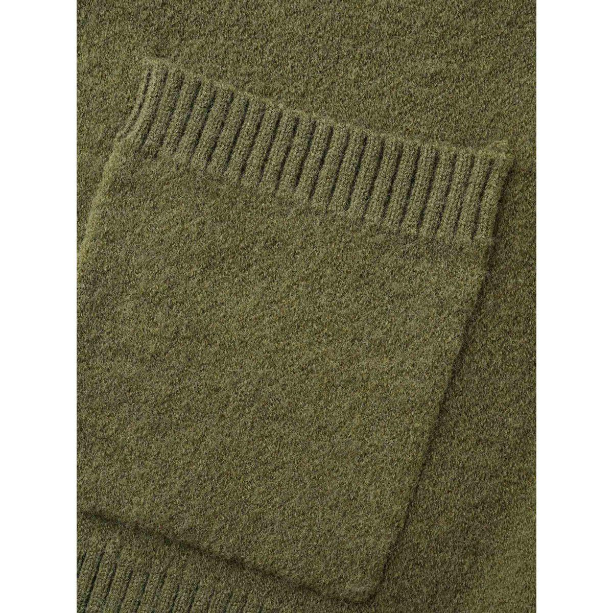 Plus Size Floral Texture Slit Hem Patch Pocket Cardigan ArmyGreen Women Casual Loose Long Sleeve Everyday Cardigans BloomChic 18-20/2X Product Image