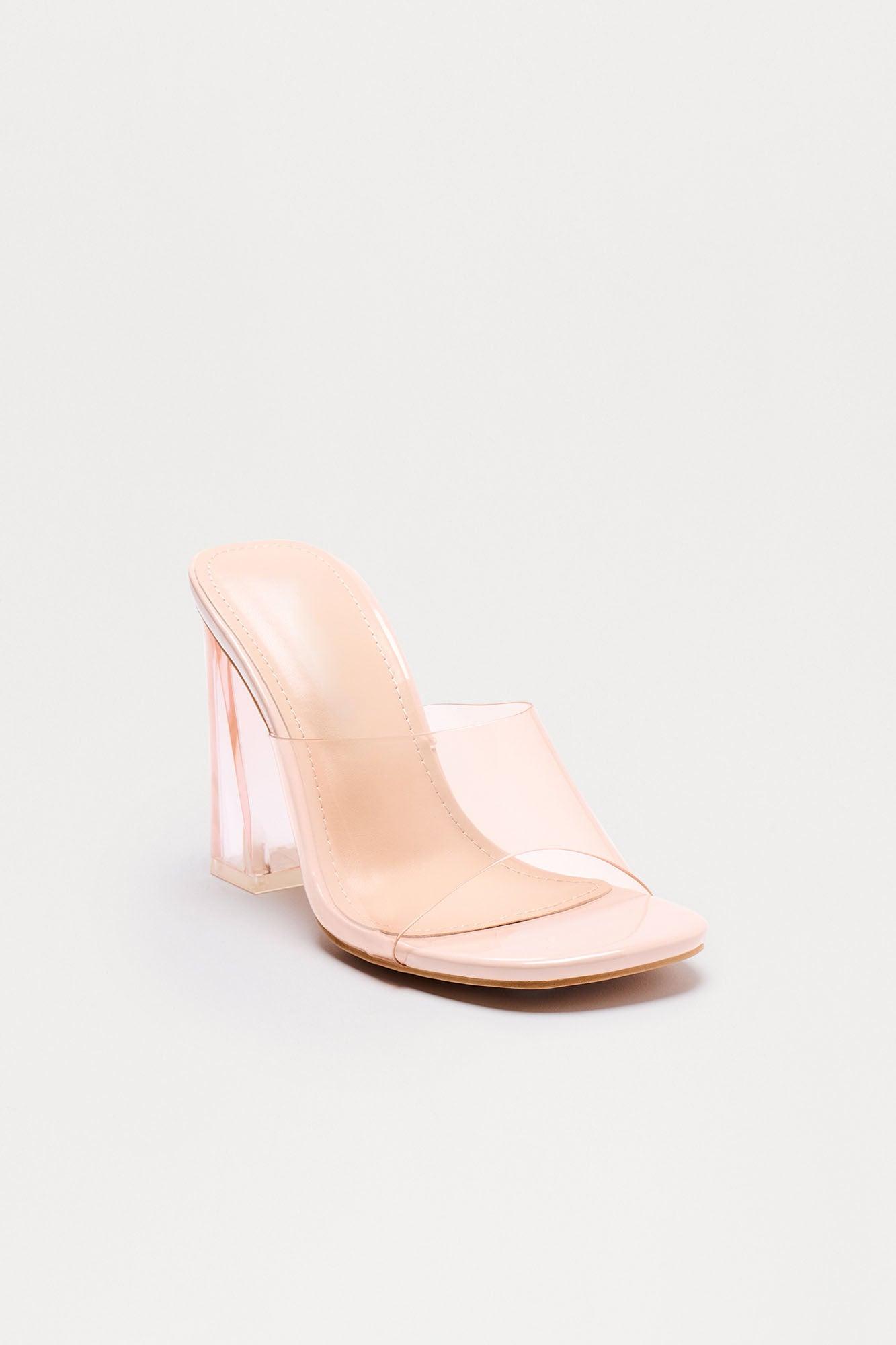 Lynnett Clear Block Heel Mules - Clear Female Product Image