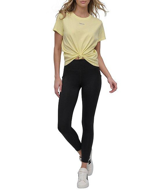 DKNY by Donna Karan Crew Neck Short Sleeve Knot Front Tee Shirt Product Image