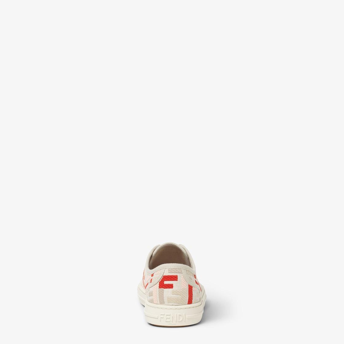 DominoBeige embroidered canvas low tops Product Image