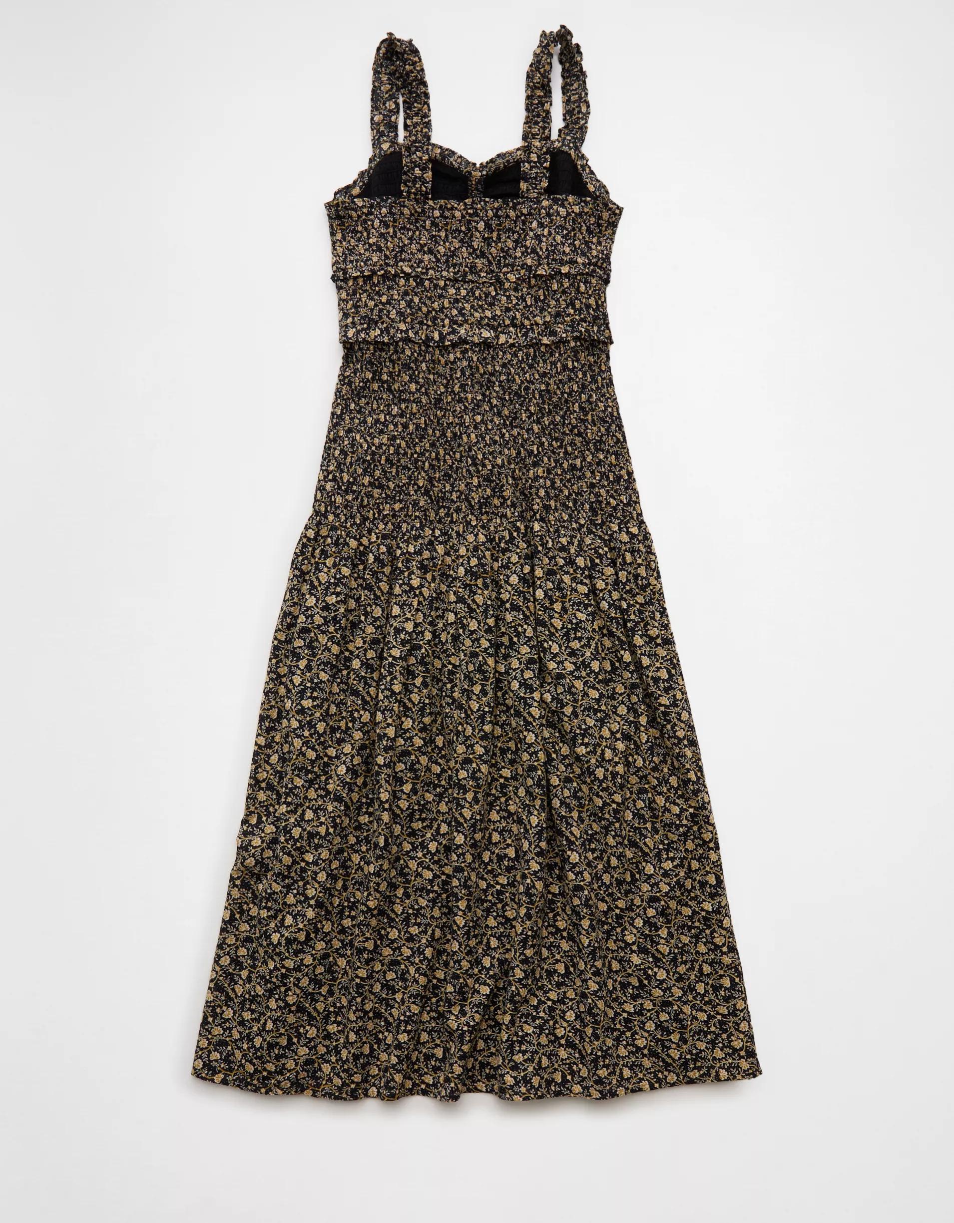 AE Catie Corset Smocked Floral Midi Dress Product Image