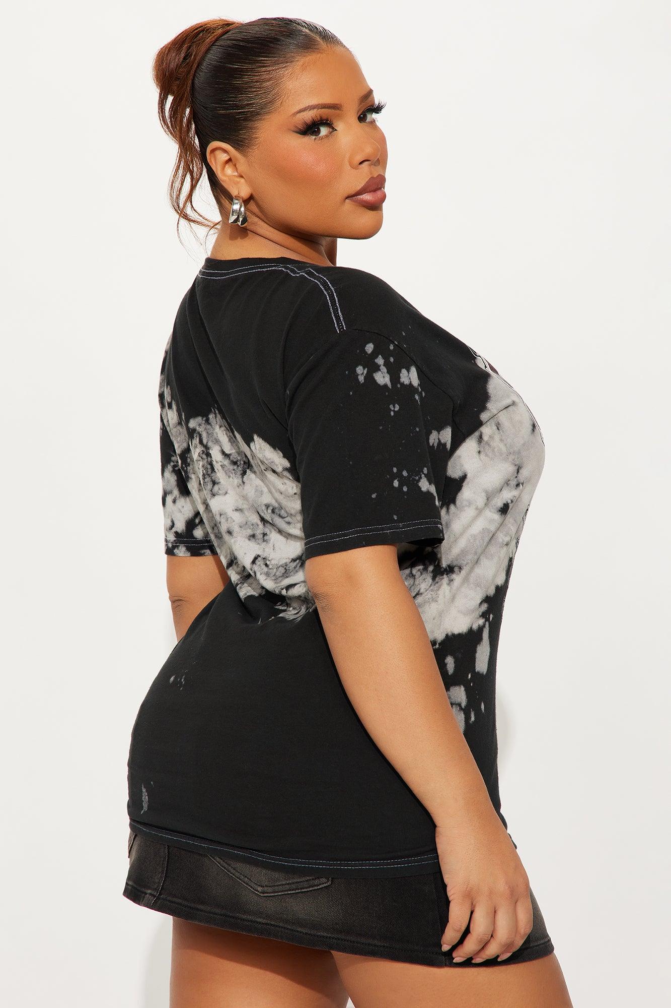 Pink Floyd Bleach Tie Dye Oversized Tee - Black Female Product Image