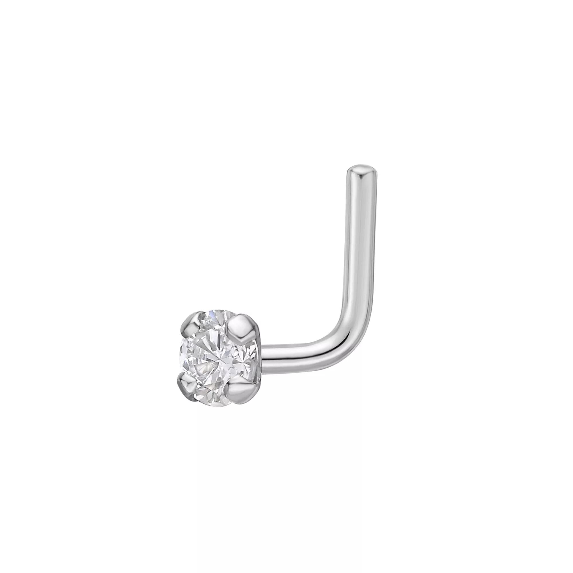 Lila Moon 14k Gold Diamond Accent L-Shape Nose Stud, Women's Product Image