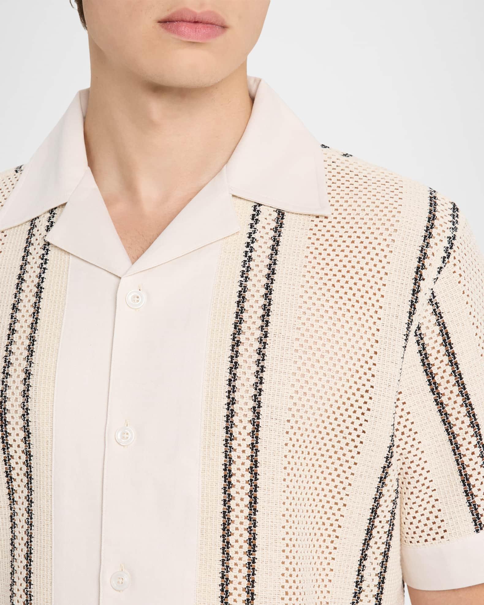 Men's Opal Stripe Crochet Camp Shirt Product Image