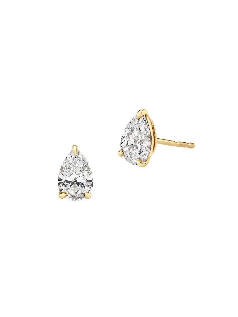 Womens 14K Yellow Gold & Pear-Cut 1.50 TCW Lab-Grown Diamond Stud Earrings Product Image