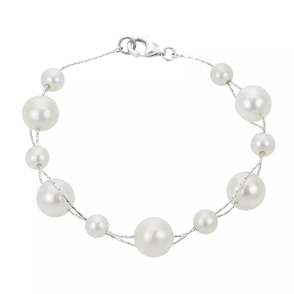 PearLustre by Imperial Sterling Silver Multi Chain Freshwater Cultured Pearl Bracelet, Womens Product Image