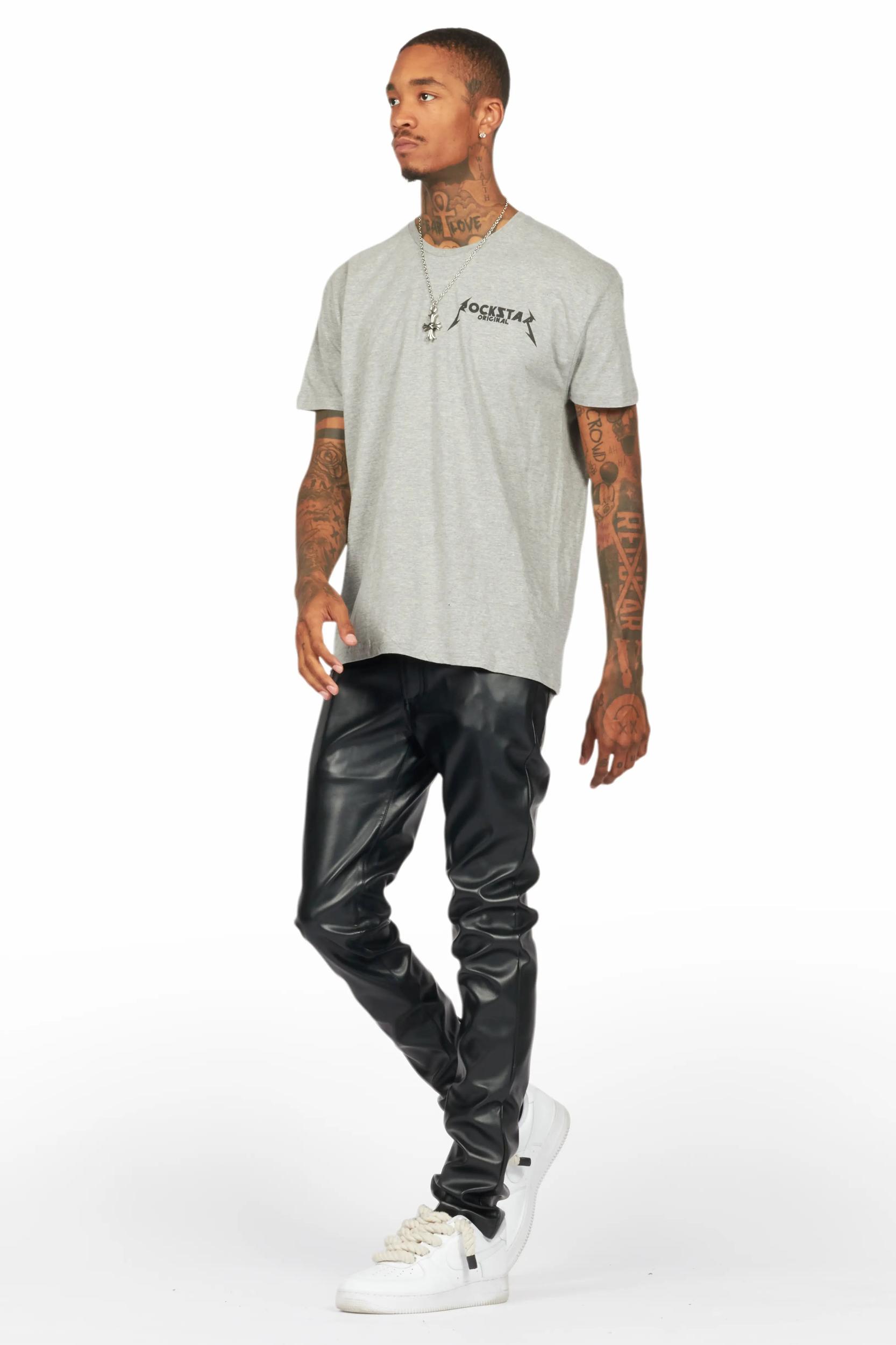 Ricky Black Slim Fit Faux Leather Pant Male Product Image