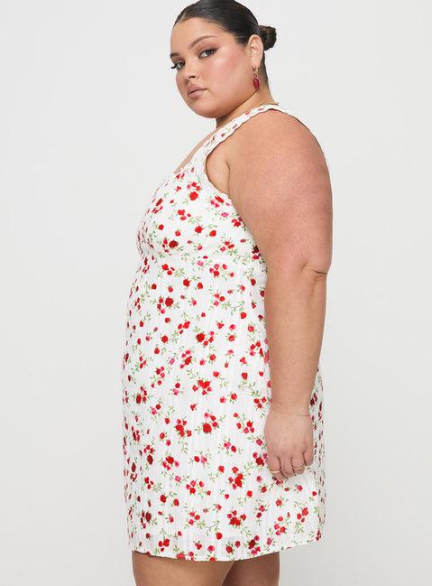 Dasha Mini Dress White Floral Curve Product Image