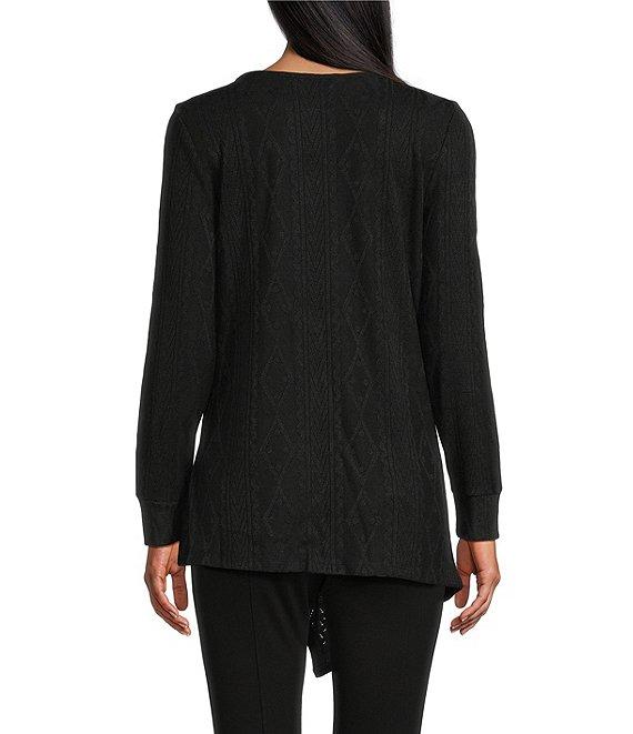 Slim Factor by Investments Riley Long Sleeve Asymmetrical Hemline Crew Neckline Knit Top Product Image