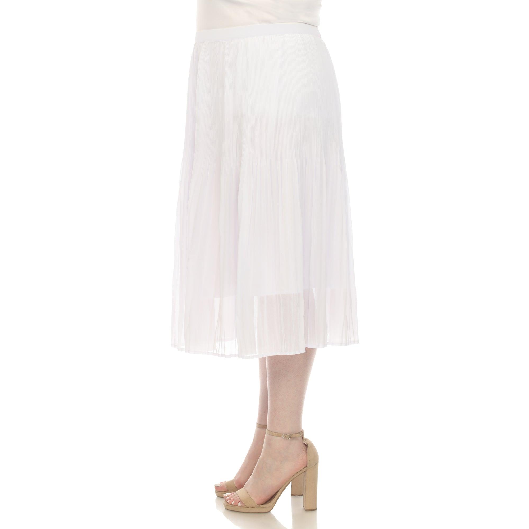 Plus Size Pleated Chiffon Midi Skirt Product Image