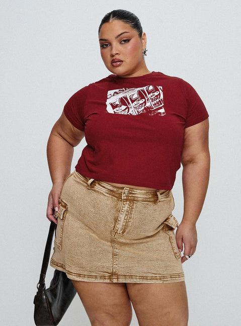 Velveta Low Rise Denim Skirt Camel Curve Product Image