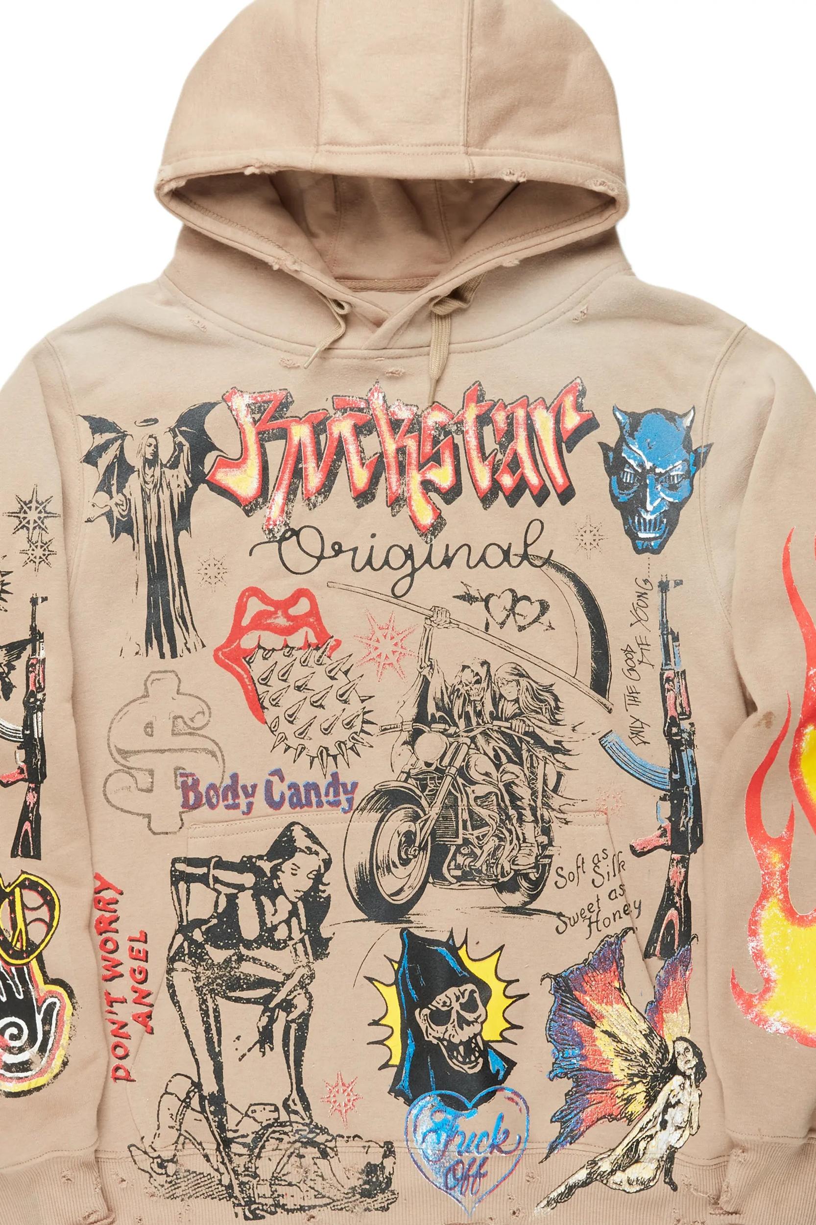 Daisia Beige Oversized Hoodie Female Product Image