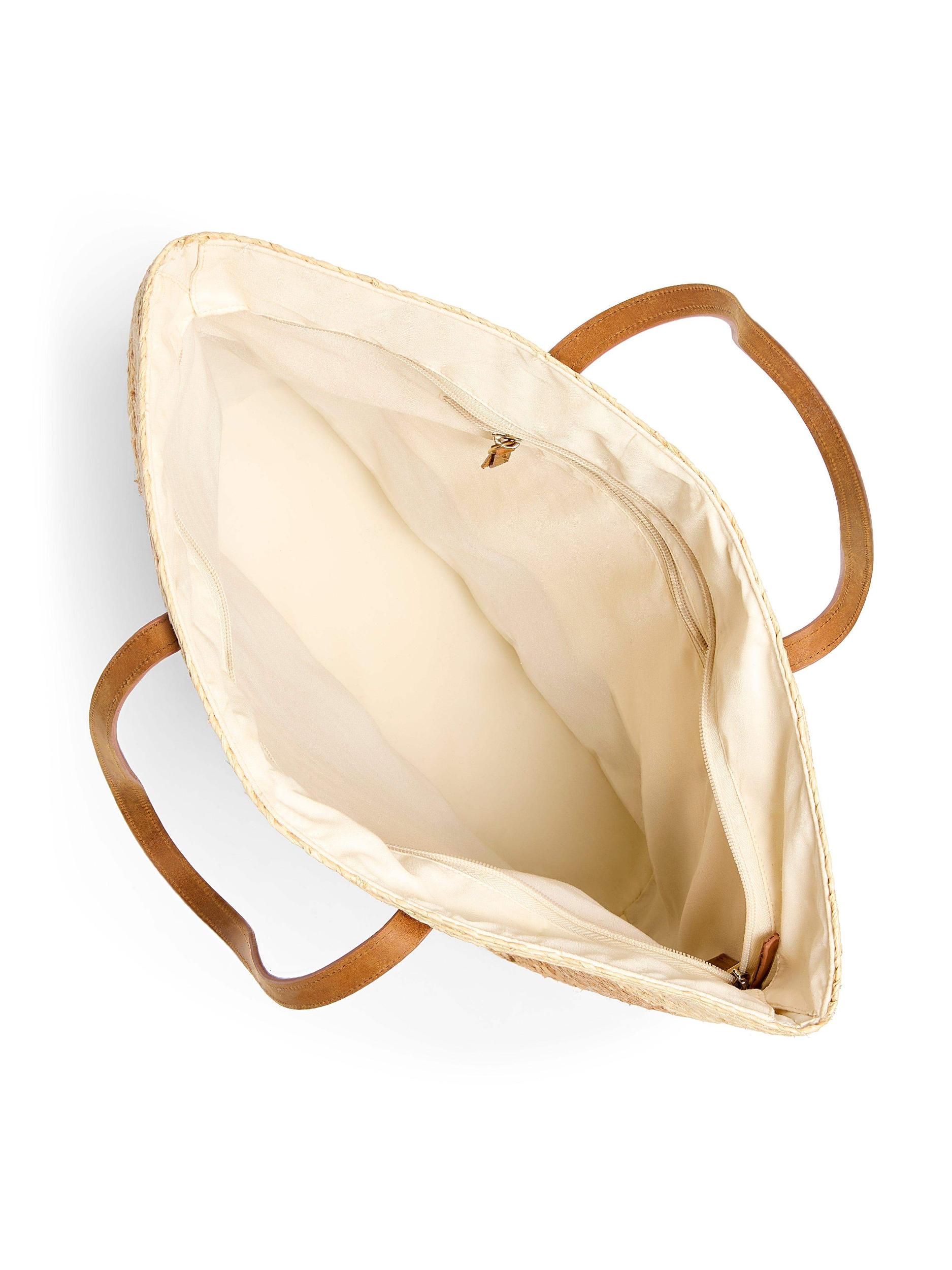 Raffia Colorblock Tote - Natural Female Product Image