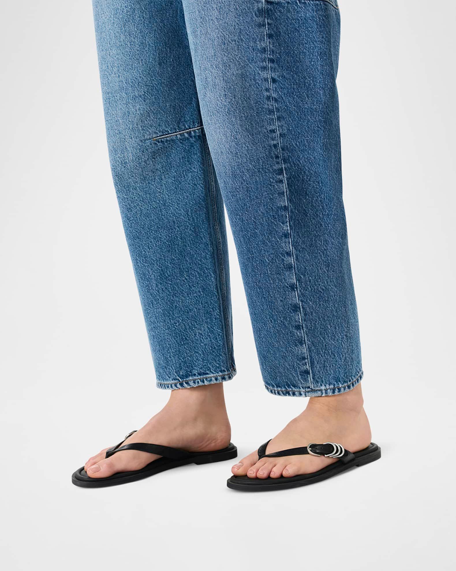 Gia Leather Buckle Thong Sandals Product Image