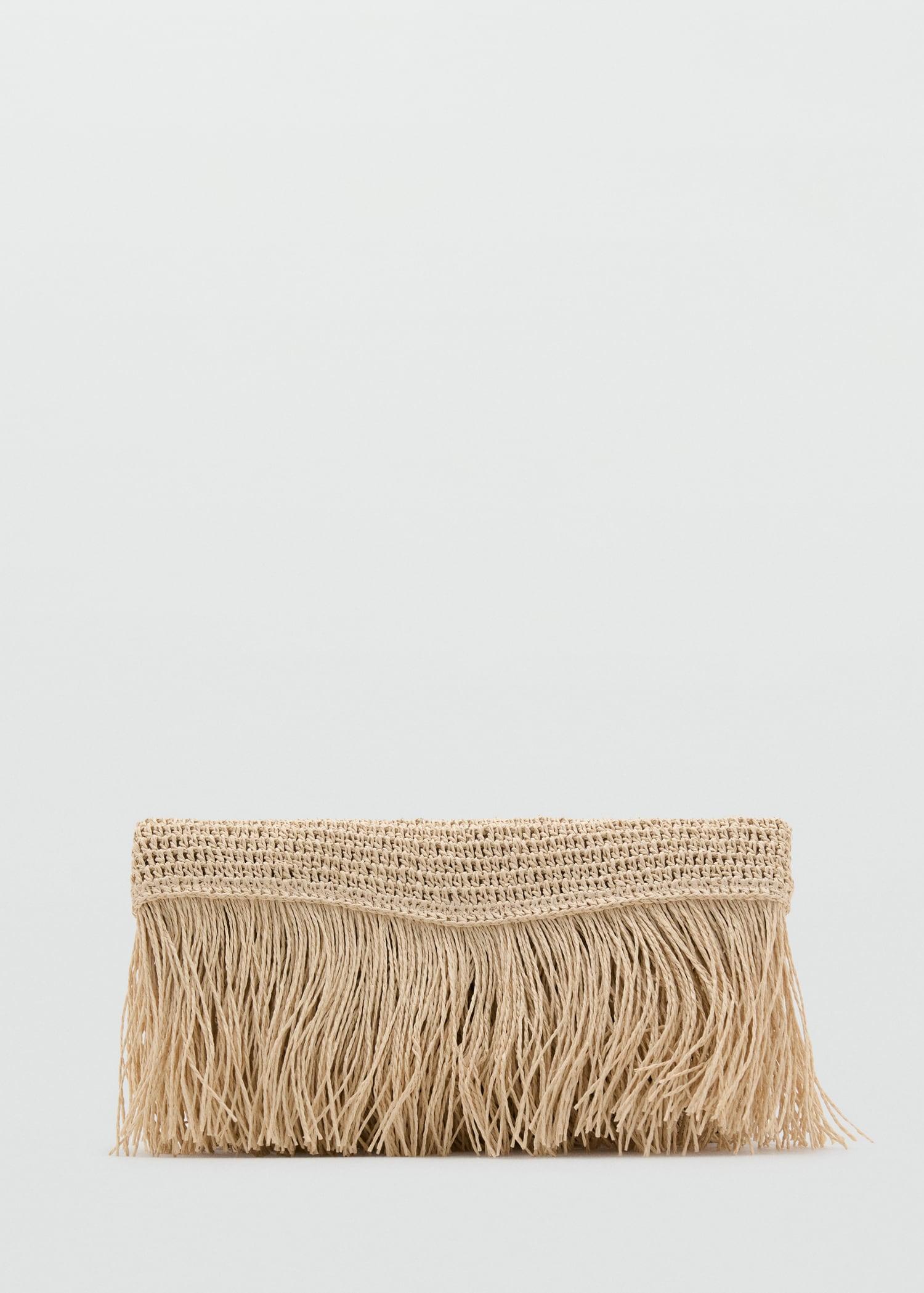 Natural fiber handbag with fringes - Women | MANGO USA Product Image