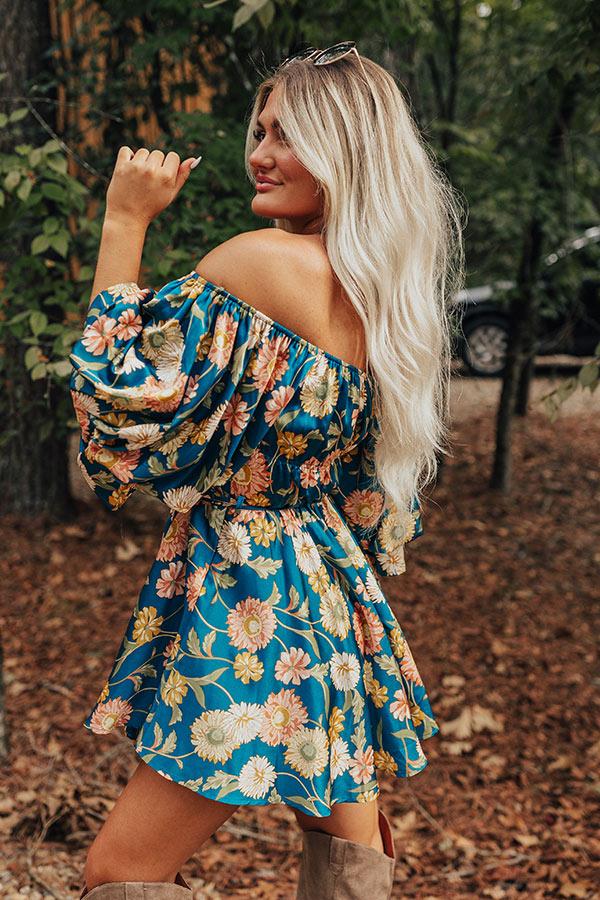 Happy Haven Floral Mini Dress in Teal Product Image