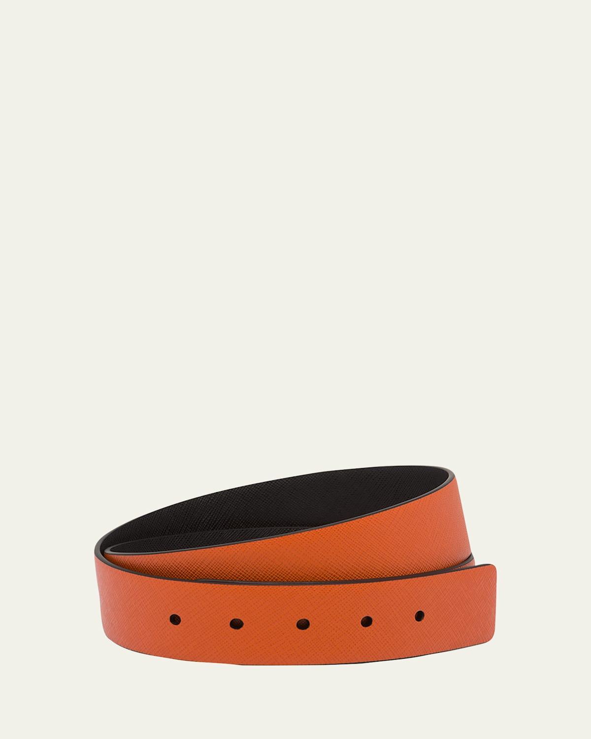 Mens Reversible Saffiano Leather Belt Strap Product Image