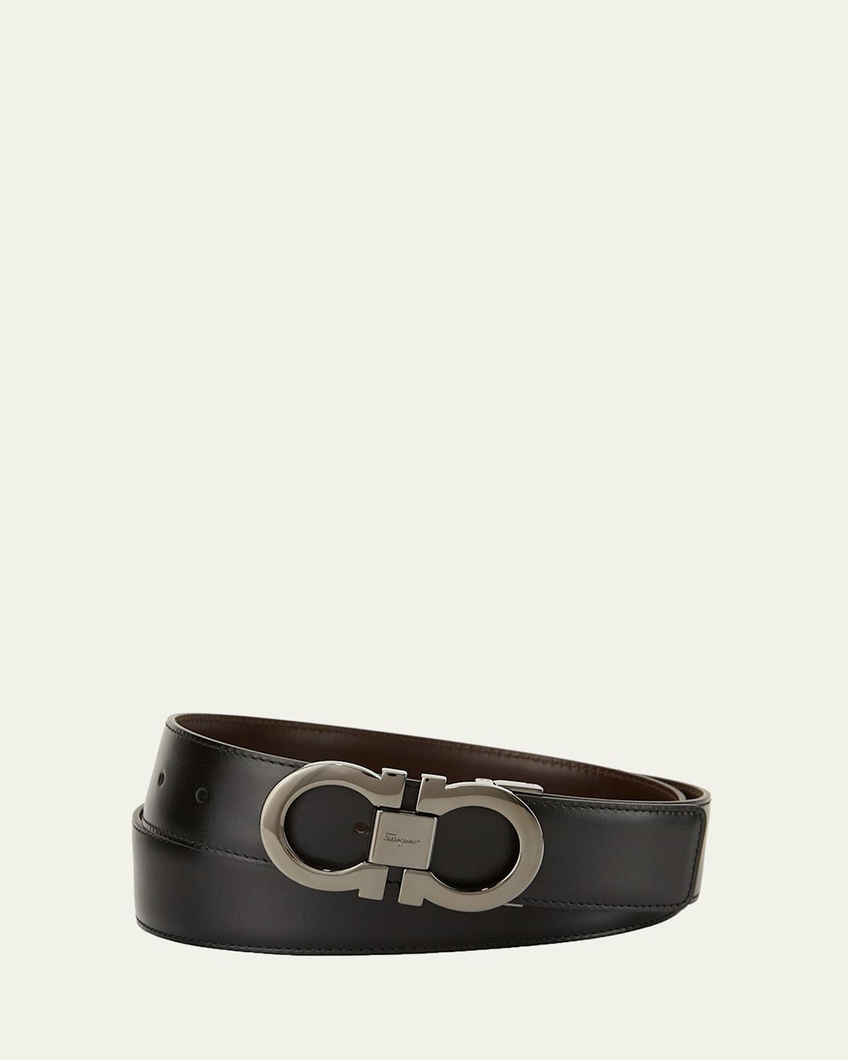 Mens Reversible Leather Double-Gancio Belt Product Image