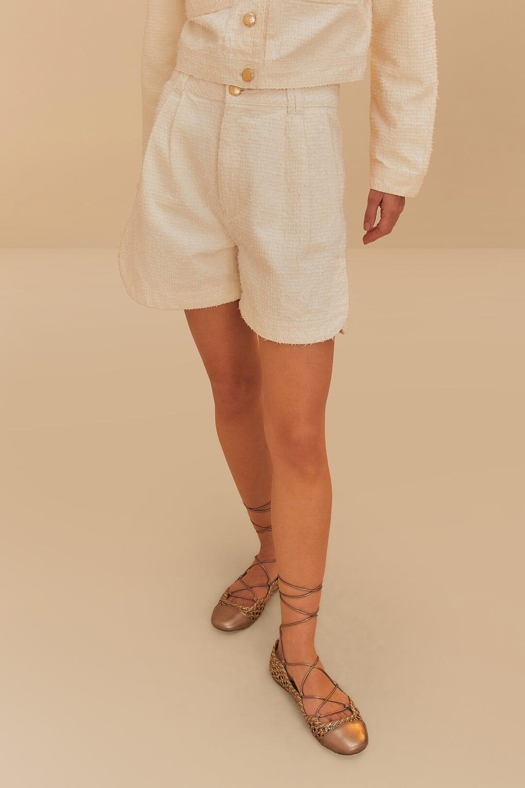 Off-White Twill Laser Pleated Shorts Product Image