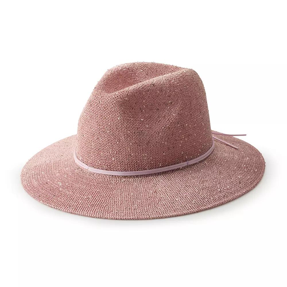 Women's Sonoma Goods For Life® Sequin Knit Fedora, Blush Product Image