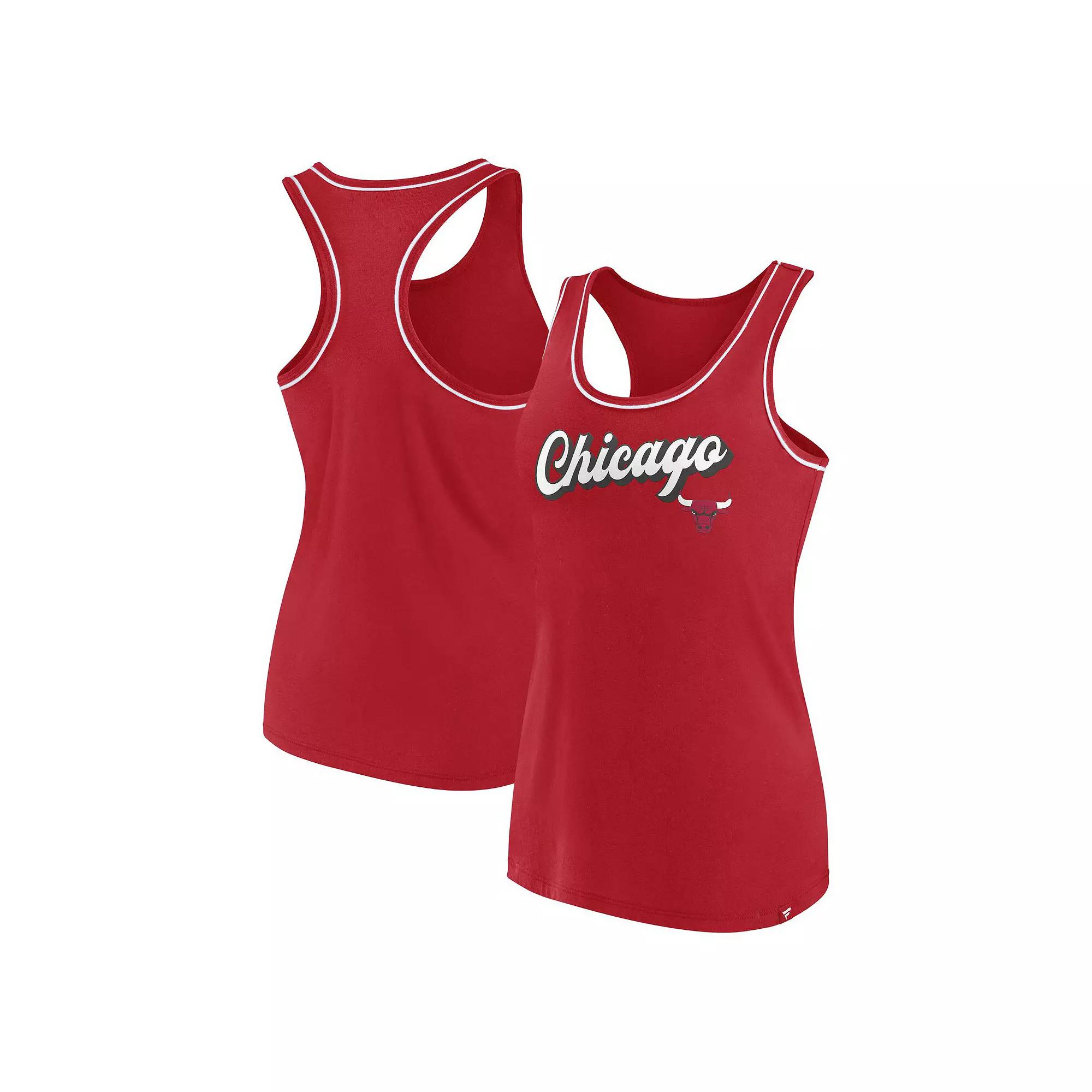 Women's Fanatics Branded Red Chicago Bulls Wordmark Logo Racerback Tank Top, Size: XL Product Image