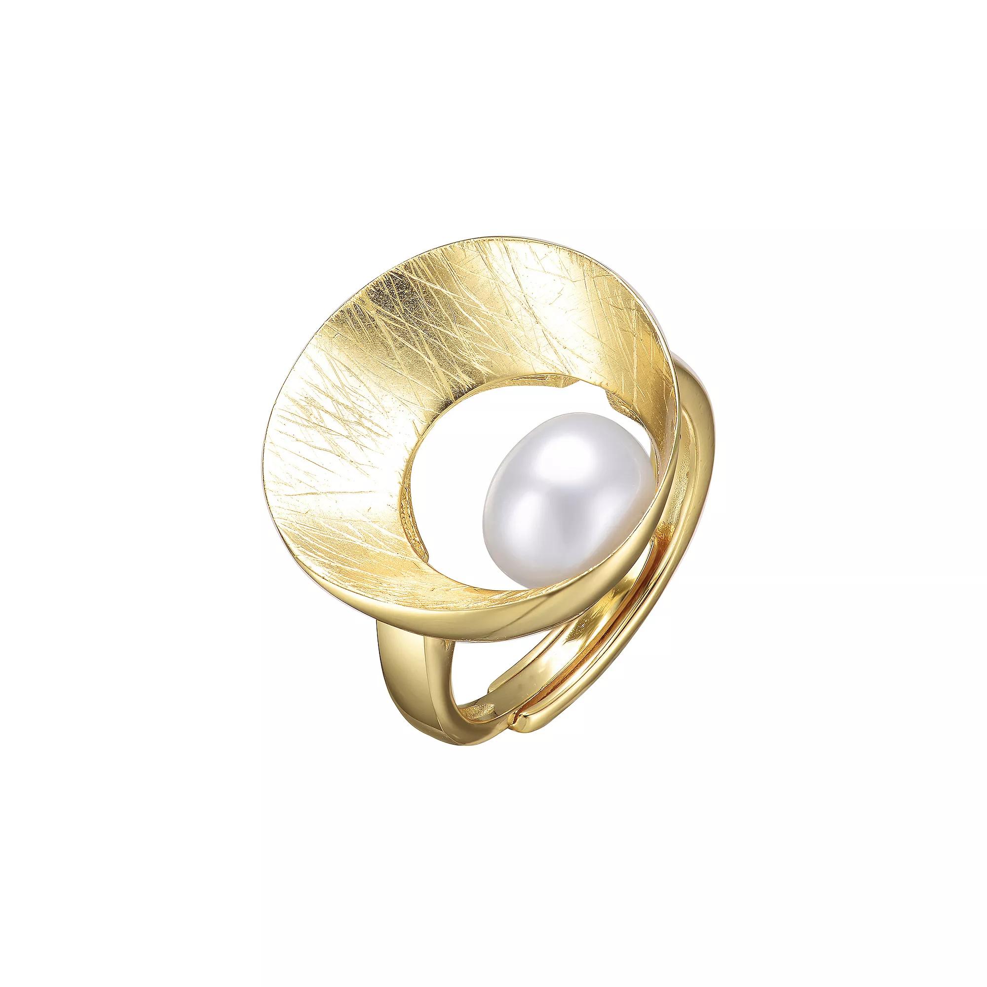 14k Gold Over Sterling Silver Freshwater Cultured Pearl Geometric Ring, Womens, Gold Tone Product Image