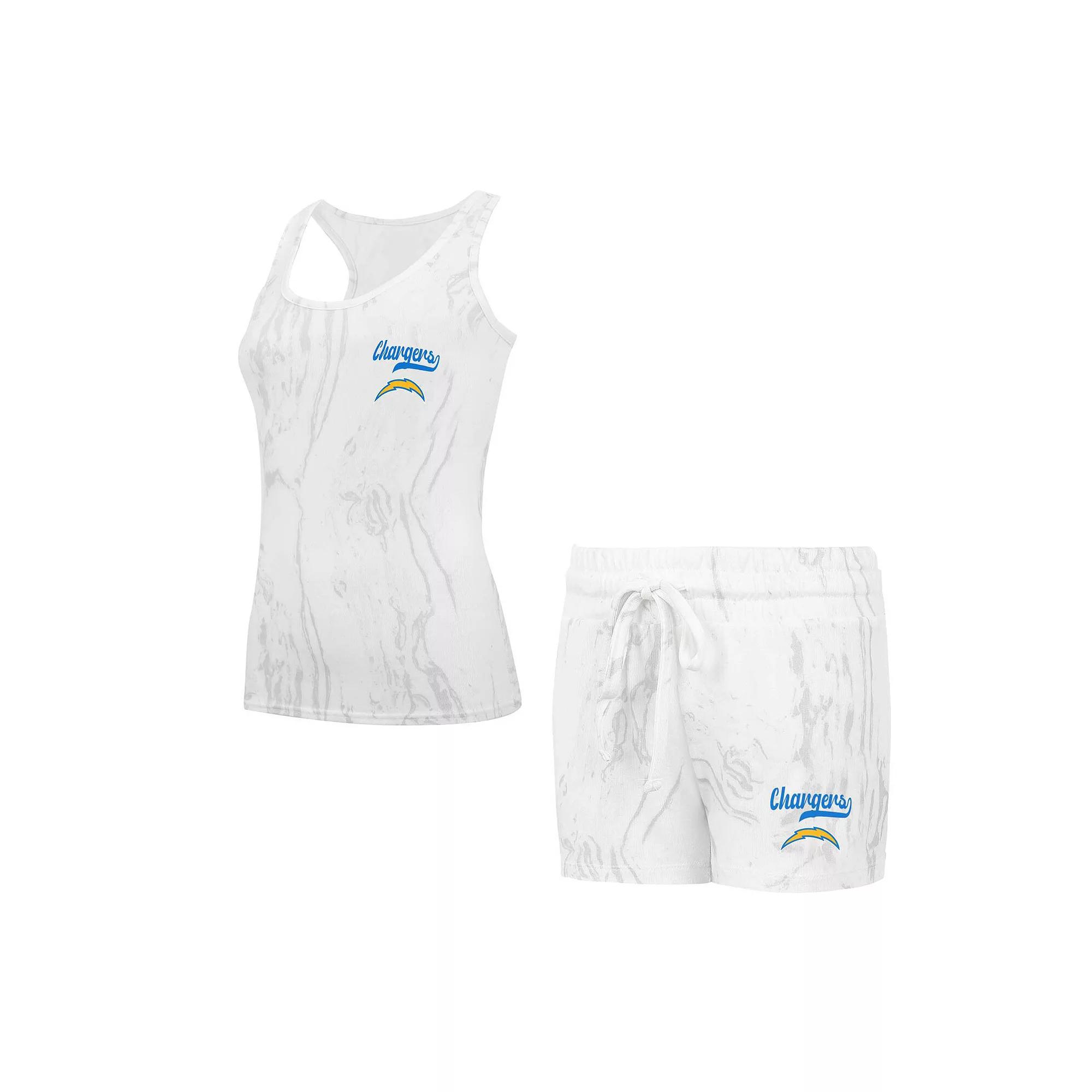 Women's Concepts Sport Los Angeles Chargers Quartz Hacci Knit Tank Top & Shorts Sleep Set, Size: Large, Beige Product Image