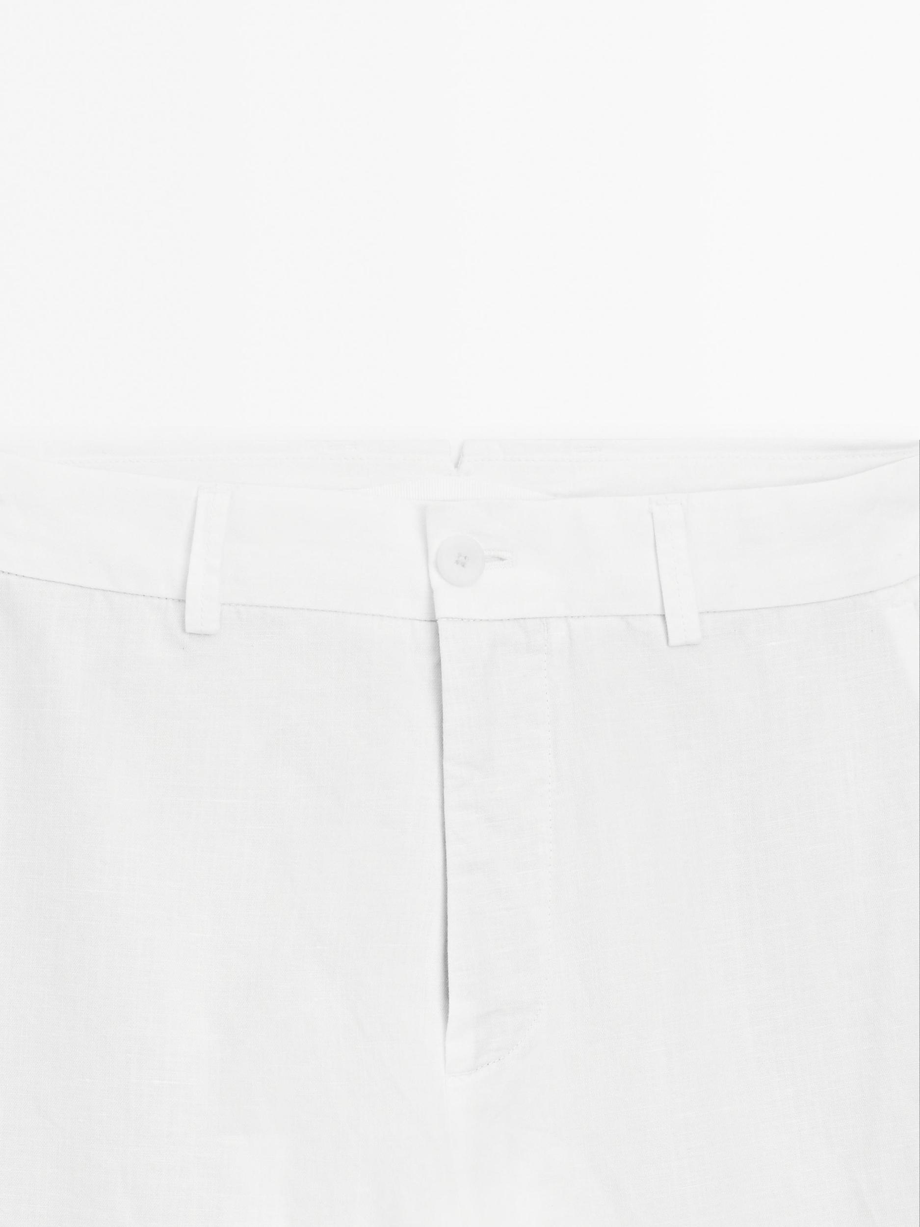 Cotton and linen blend tapered fit trousers Product Image
