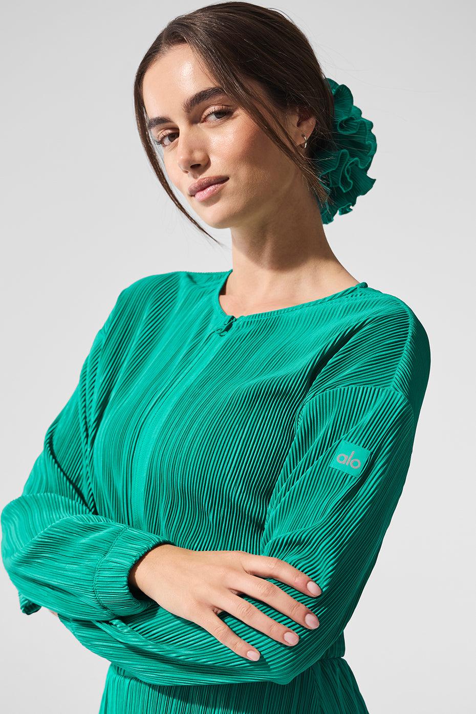 Cropped Micro Plisse Jacket - Spruce Green Product Image