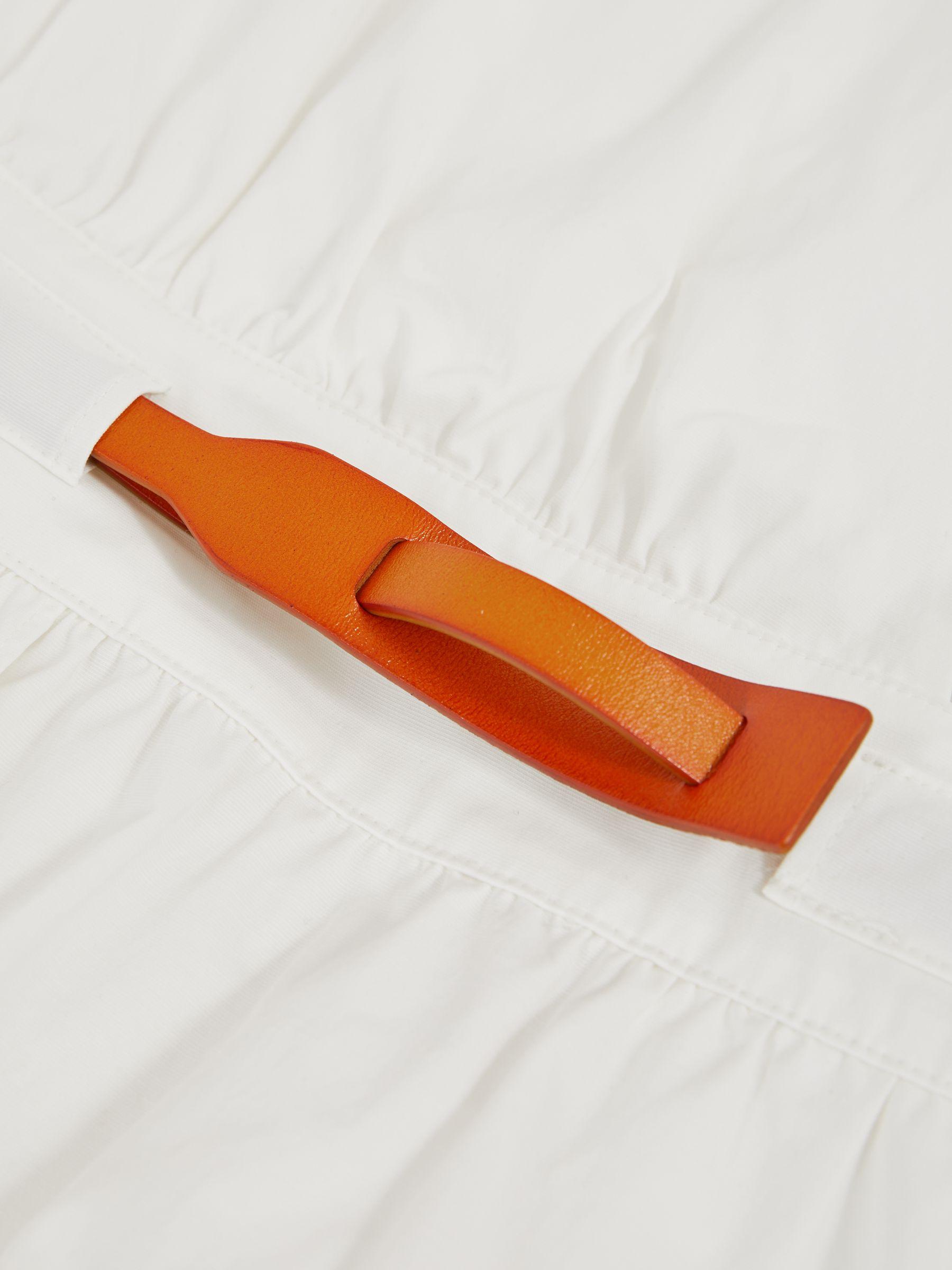 Poplin Belted Split Midi Dress in Ivory Product Image