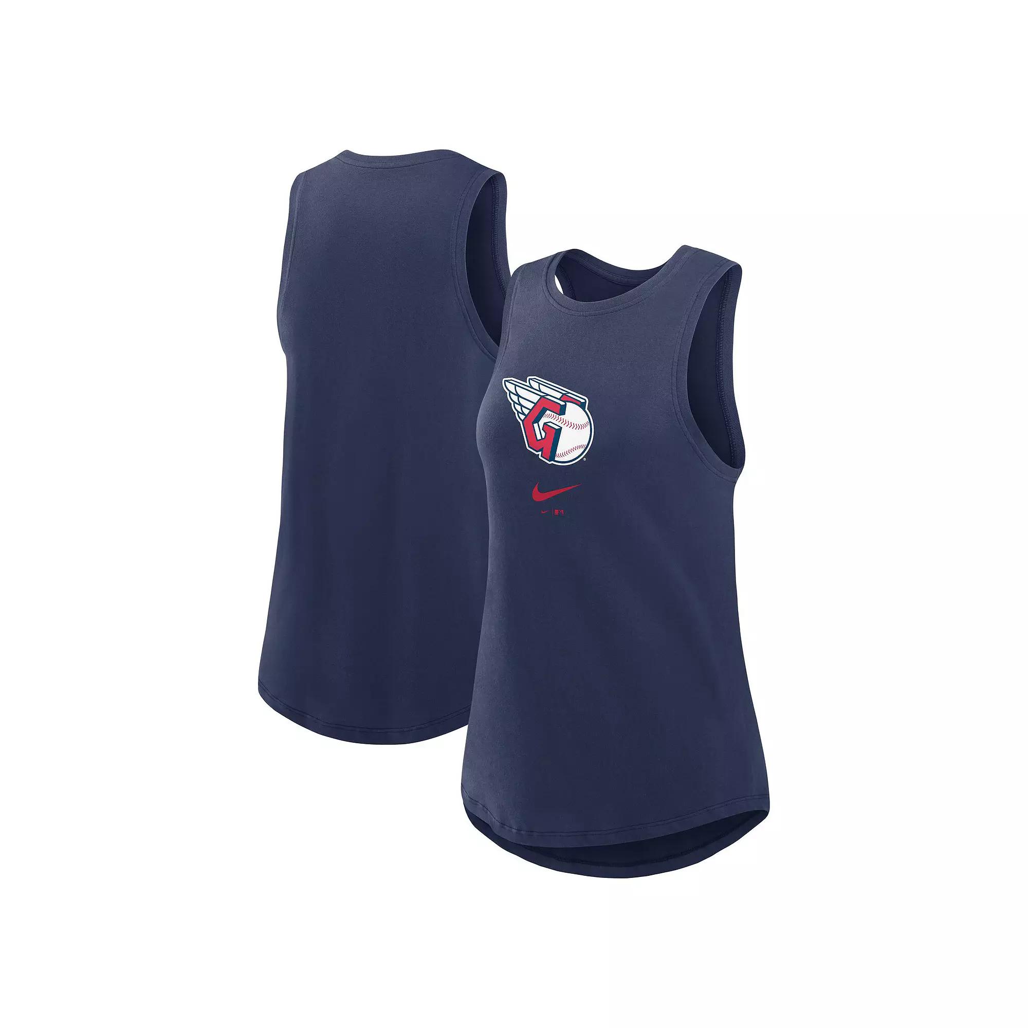 Women's Nike Navy Cleveland Guardians Legacy Icon High Neck Performance Tank Top,  Product Image